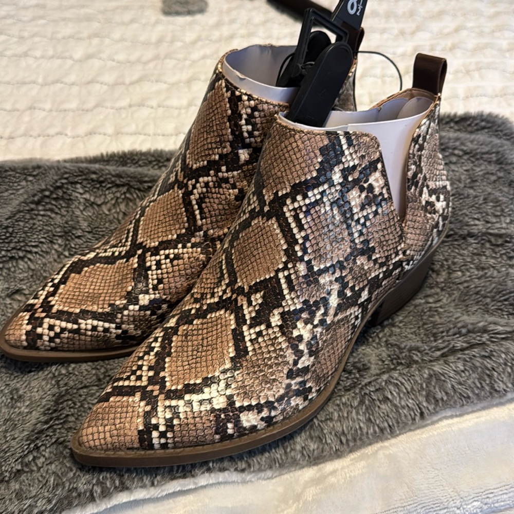 Snake print booties